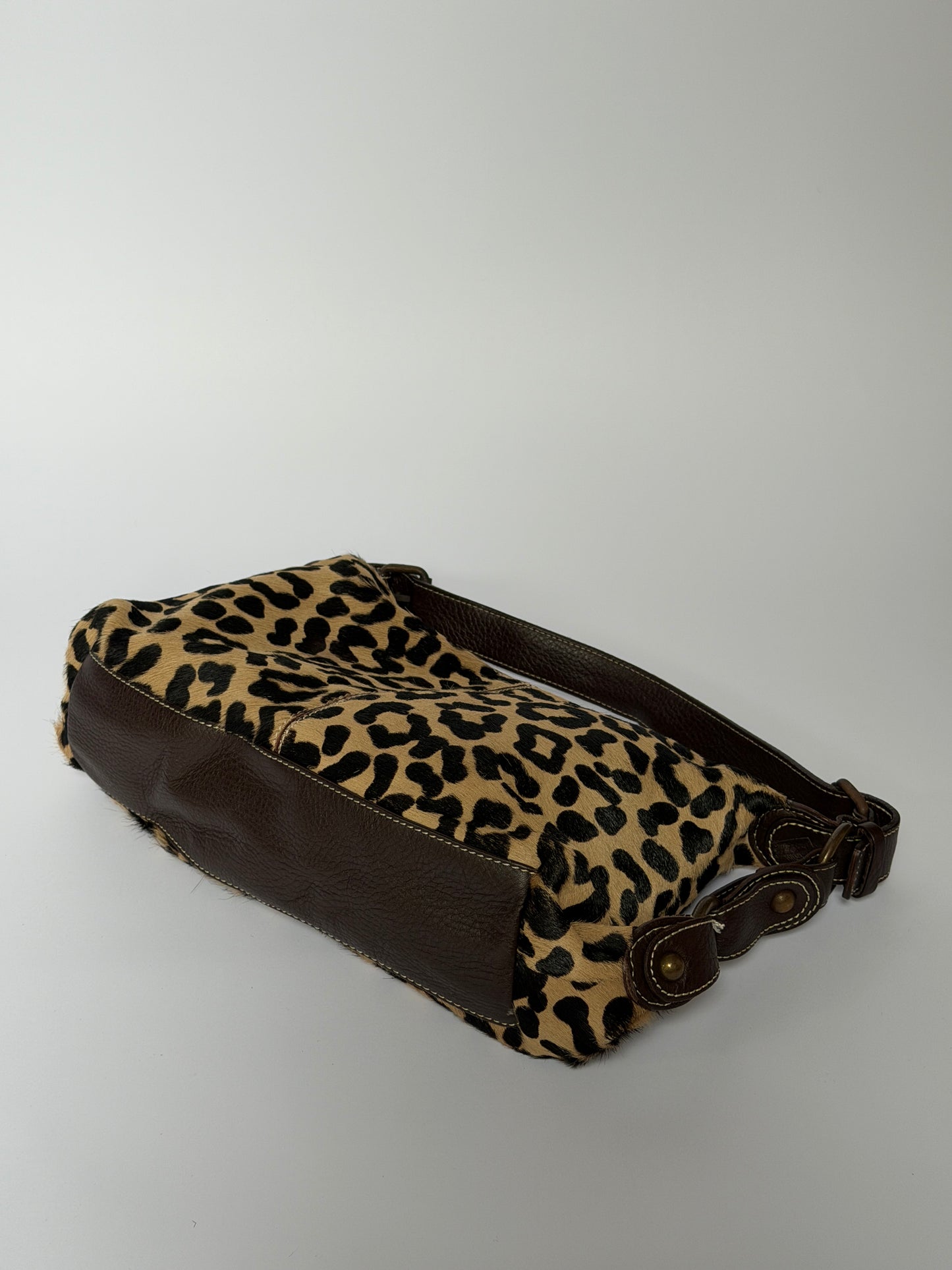 Pony Hair Leopard Print Shoulder Bag
