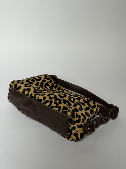 Pony Hair Leopard Print Shoulder Bag