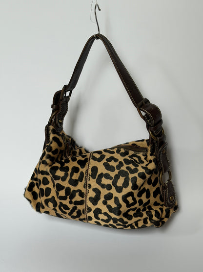 Pony Hair Leopard Print Shoulder Bag