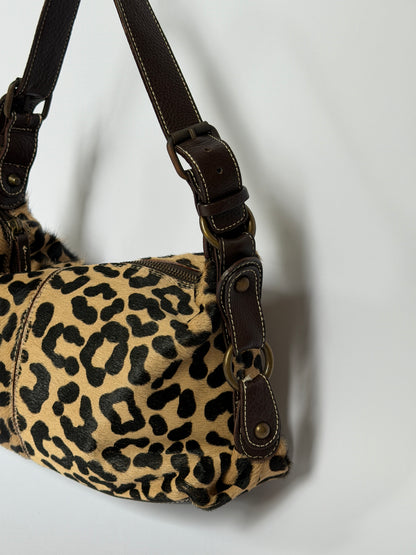 Pony Hair Leopard Print Shoulder Bag