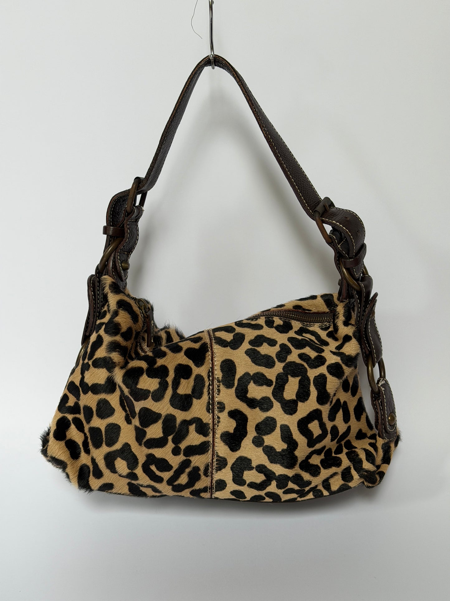 Pony Hair Leopard Print Shoulder Bag