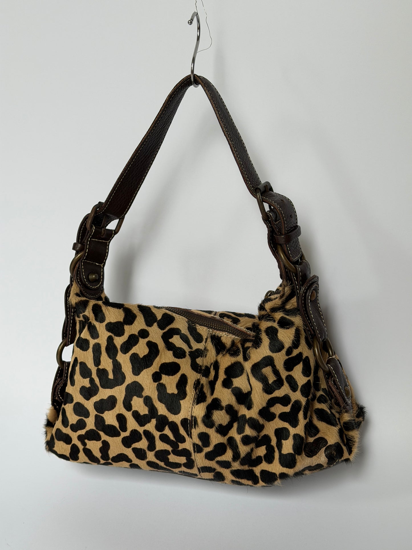 Pony Hair Leopard Print Shoulder Bag