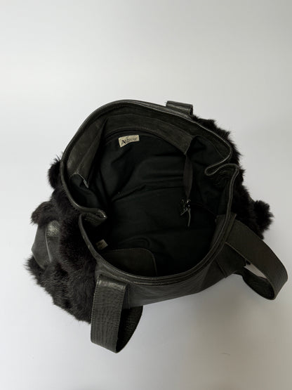 Alchimia Italy Leather & Fur Hobo Tote Bag