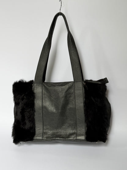 Alchimia Italy Leather & Fur Hobo Tote Bag