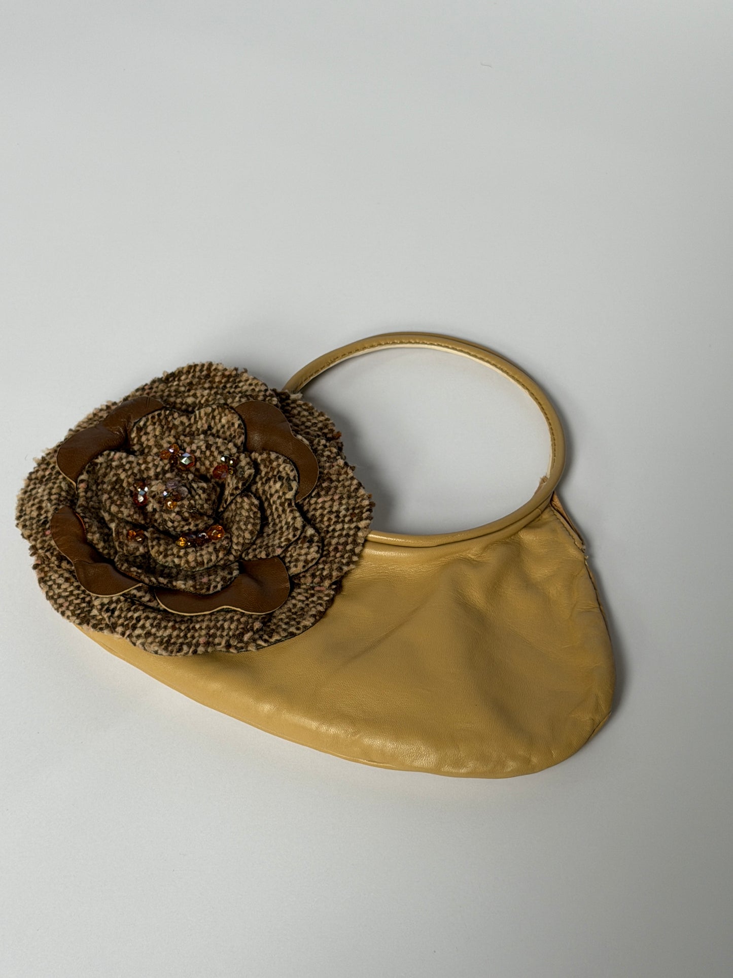 Italian Leather Mini Bag — with Oversized Floral Appliqué