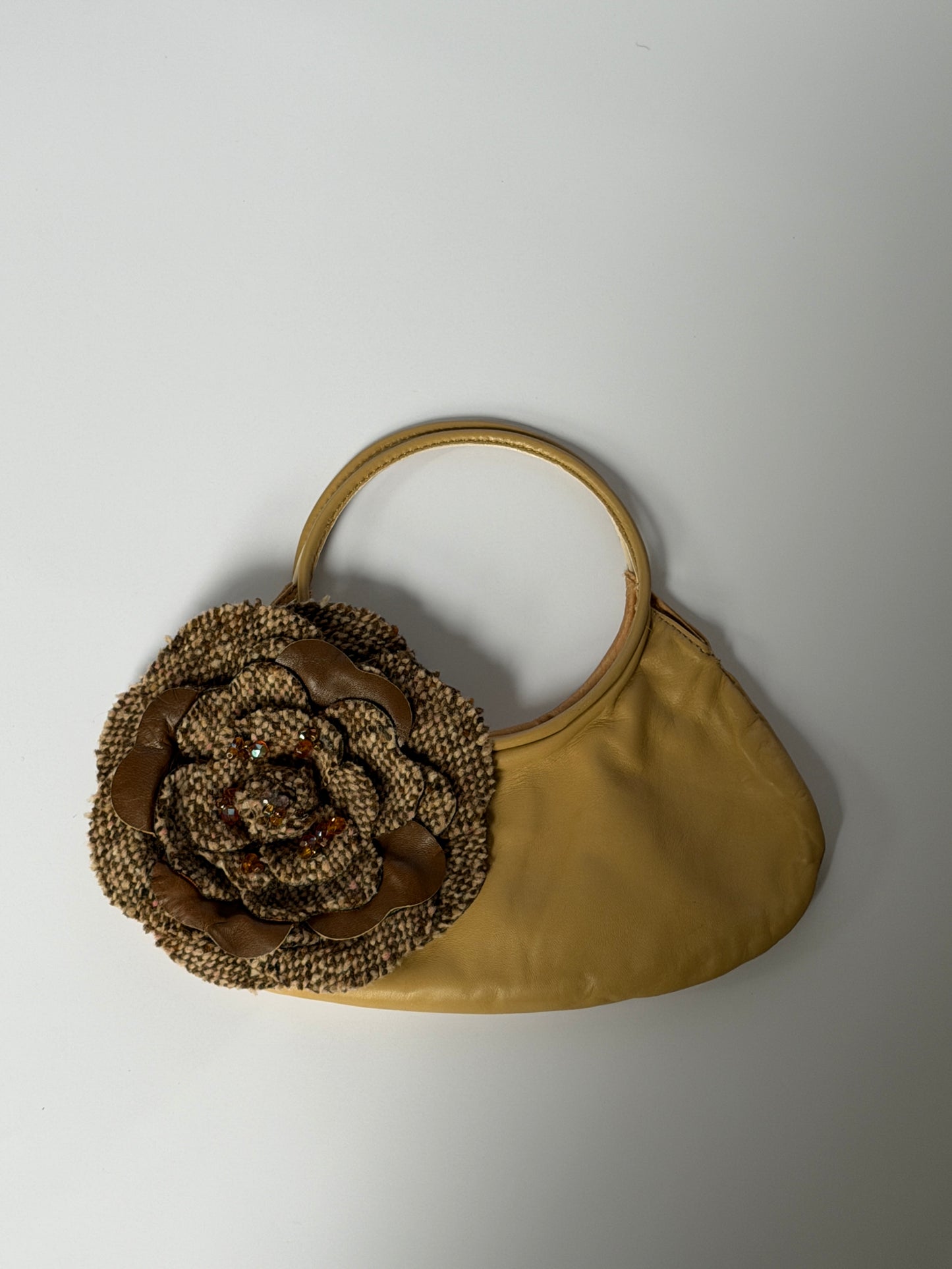 Italian Leather Mini Bag — with Oversized Floral Appliqué