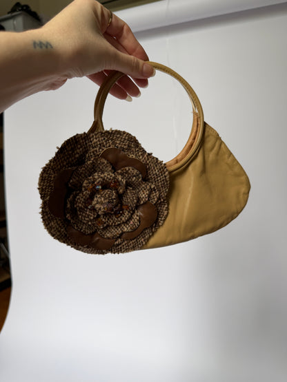 Italian Leather Mini Bag — with Oversized Floral Appliqué