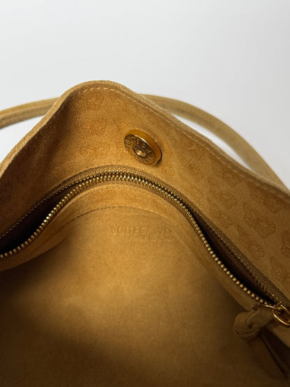 Bottega Butterfly Monogram Slouchy Suede Shoulder Bag