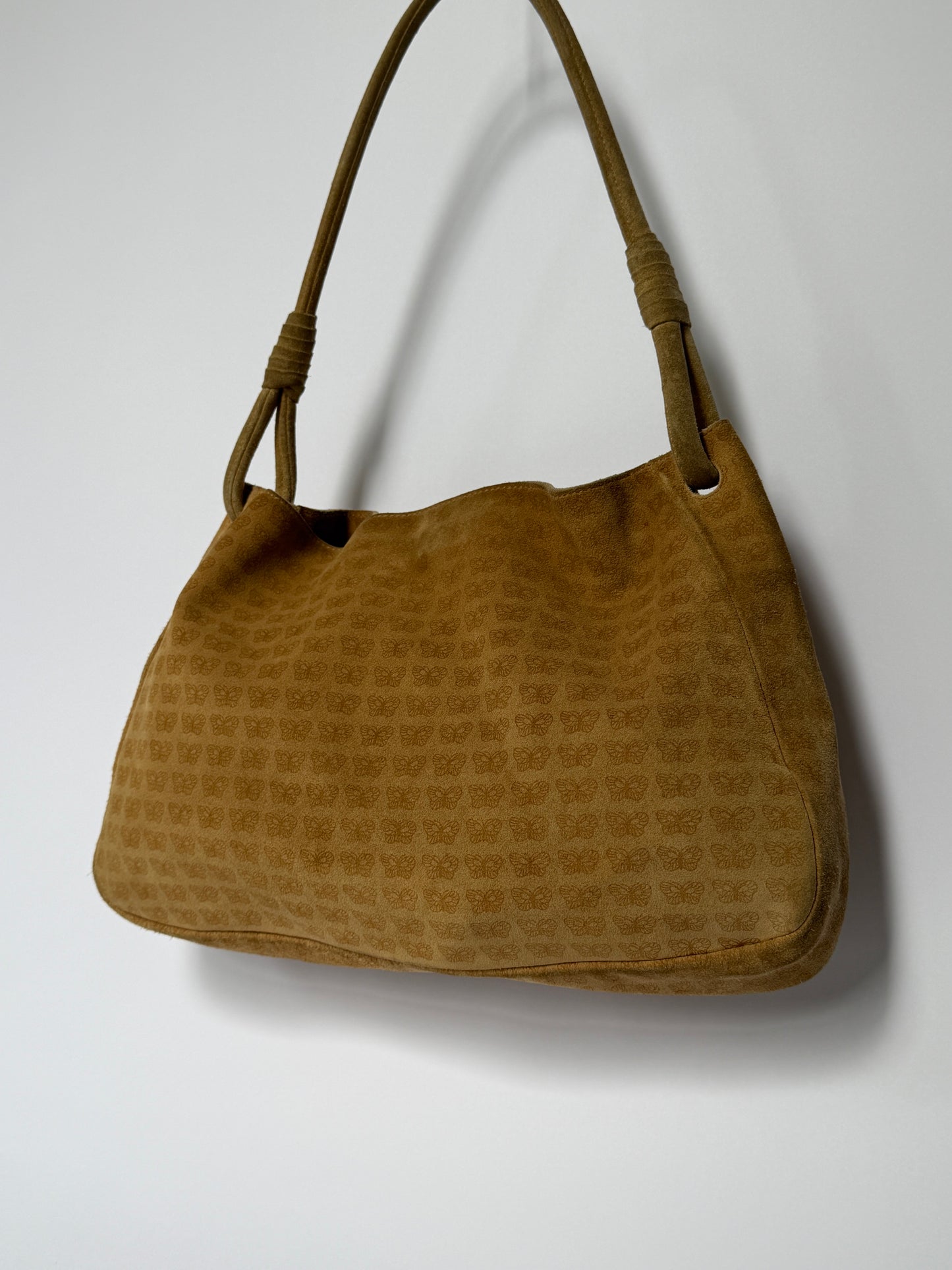 Bottega Butterfly Monogram Slouchy Suede Shoulder Bag
