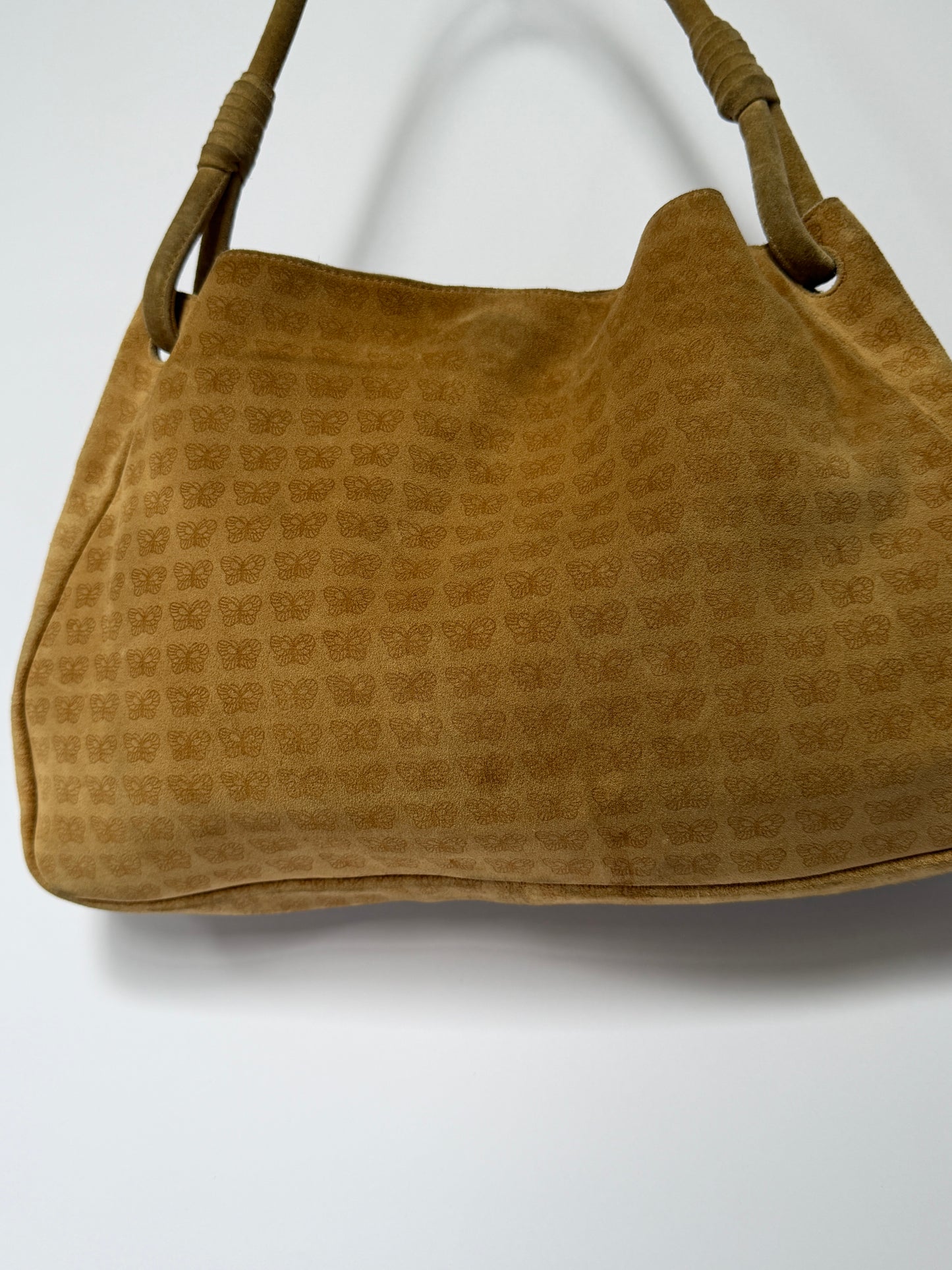 Bottega Butterfly Monogram Slouchy Suede Shoulder Bag