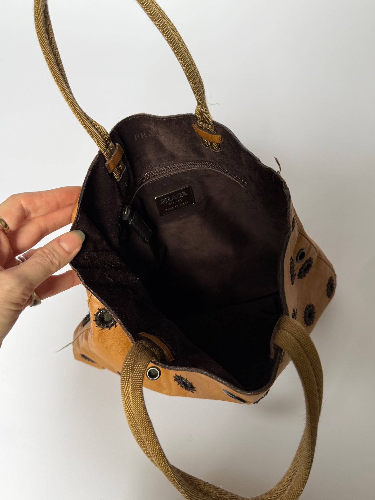 Archive 1999 Prada Grommet Tote Bag