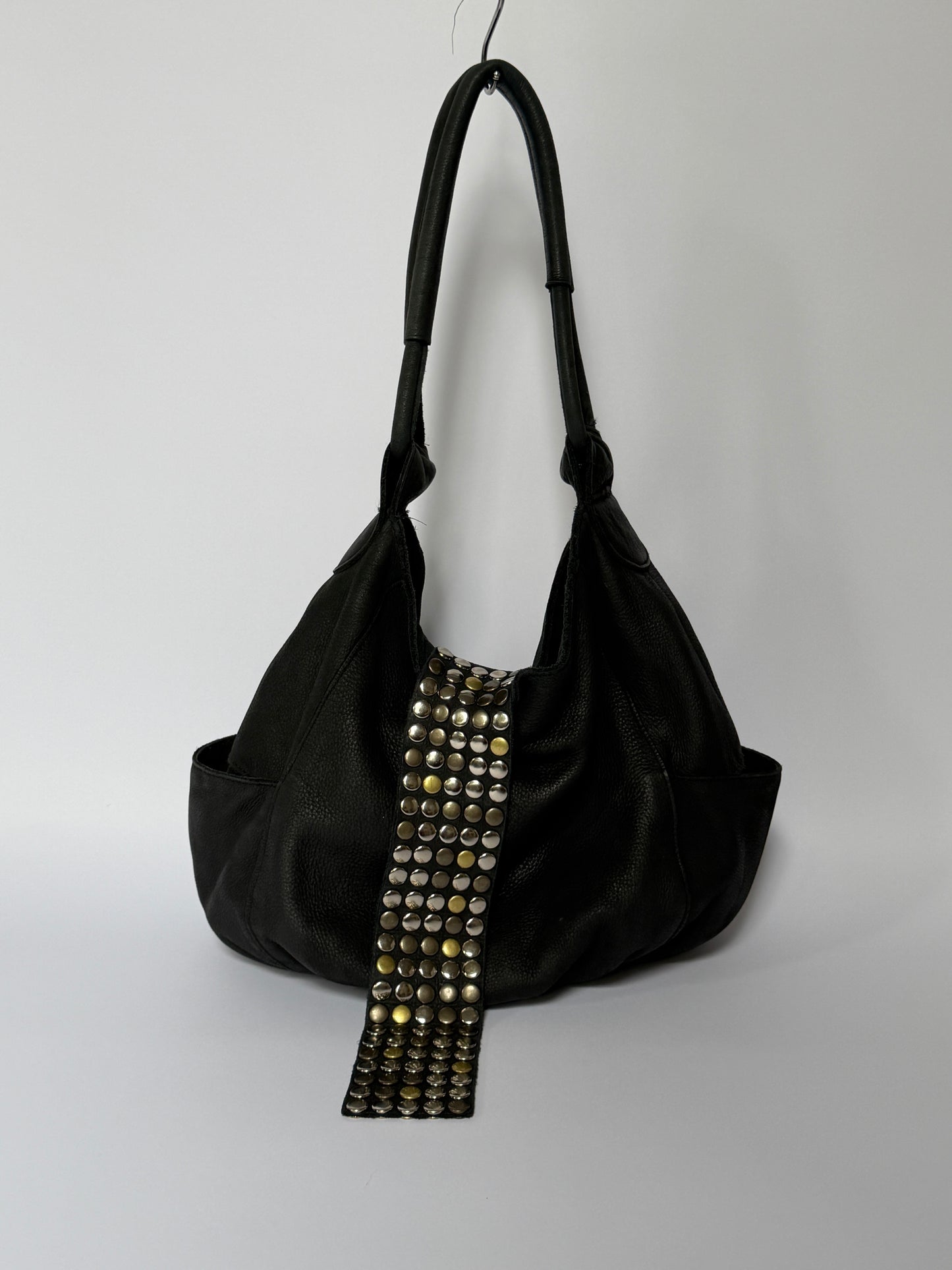 Black Hobo Mix Metal Studded Bag