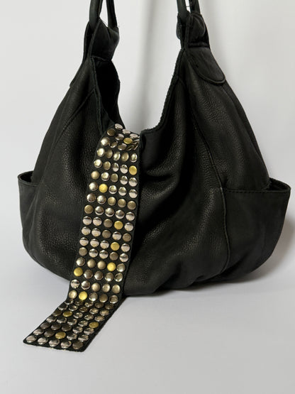 Black Hobo Mix Metal Studded Bag