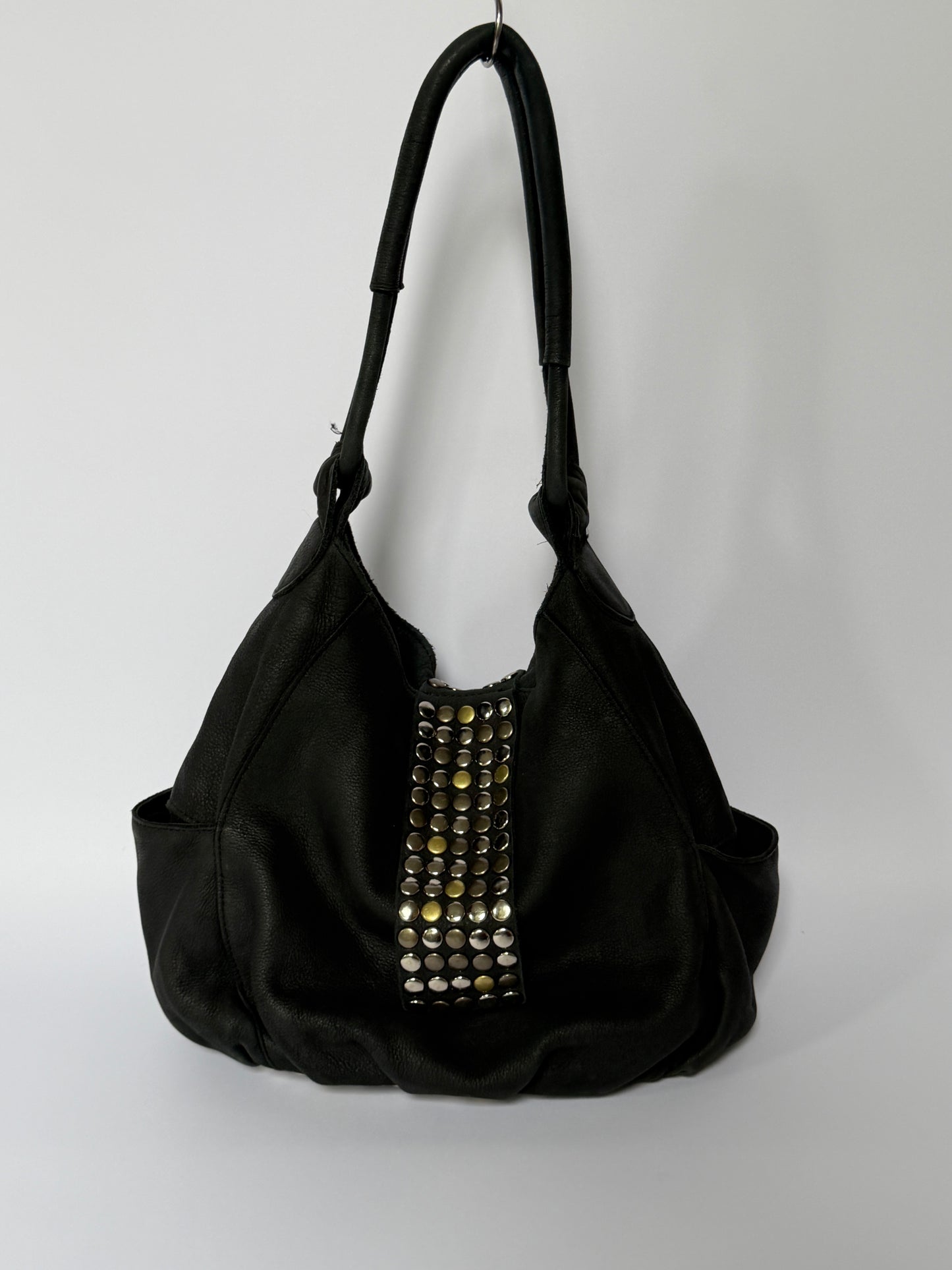 Black Hobo Mix Metal Studded Bag