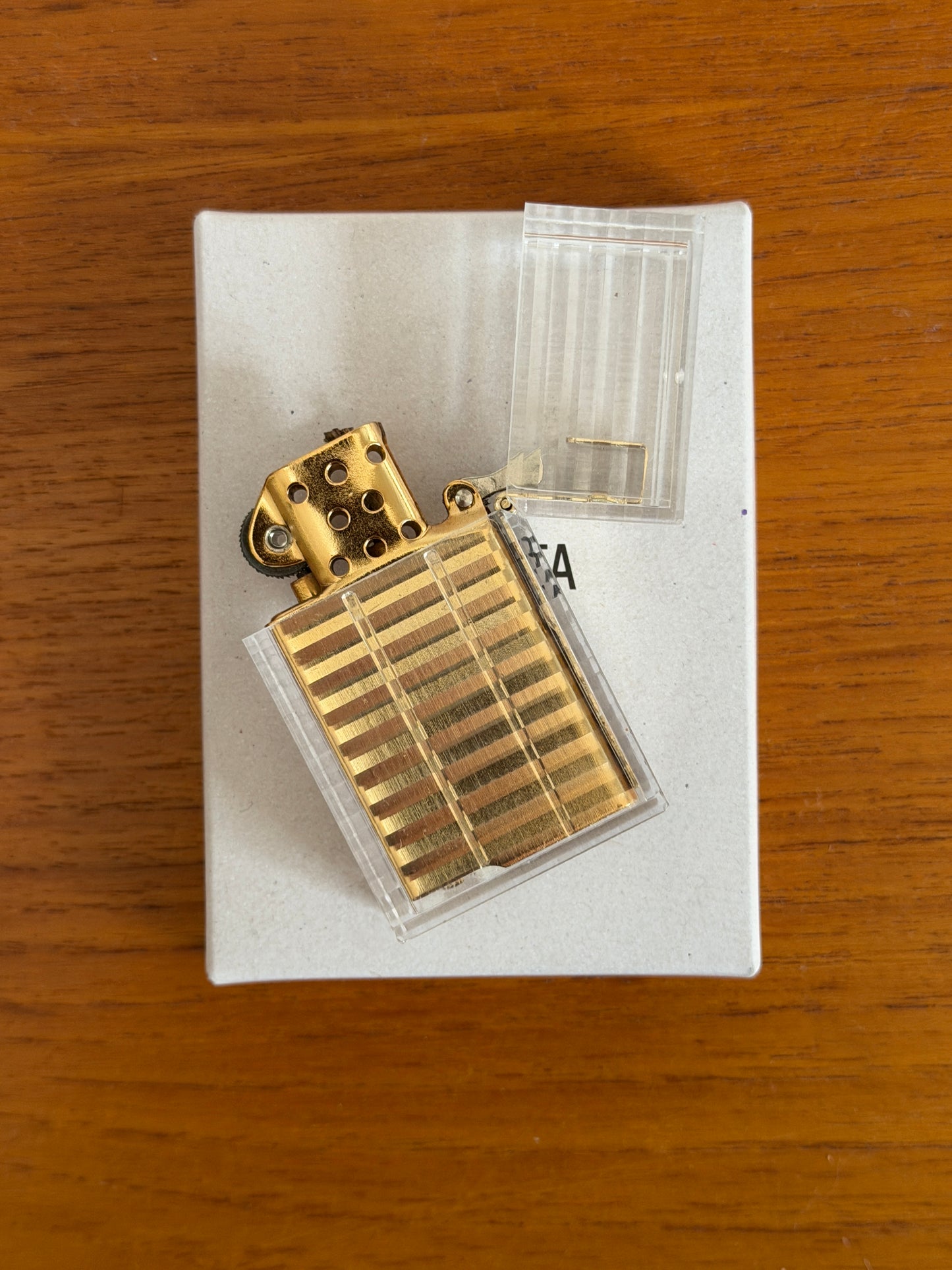 Hard Edge Latitude Clear Gold Petrol Lighter