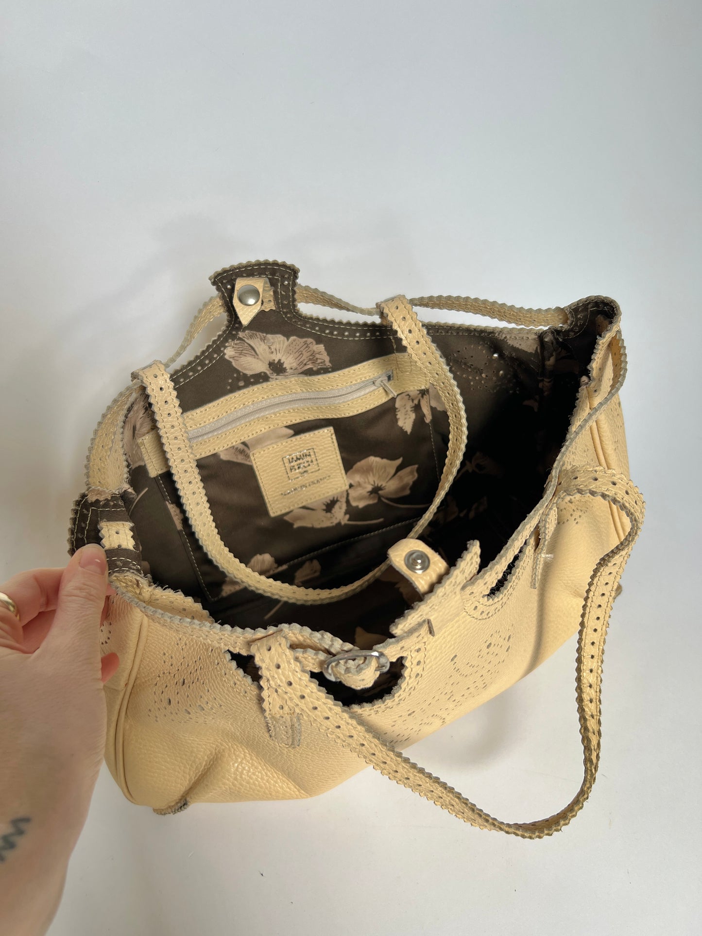 French Leather Laser Cut Tote