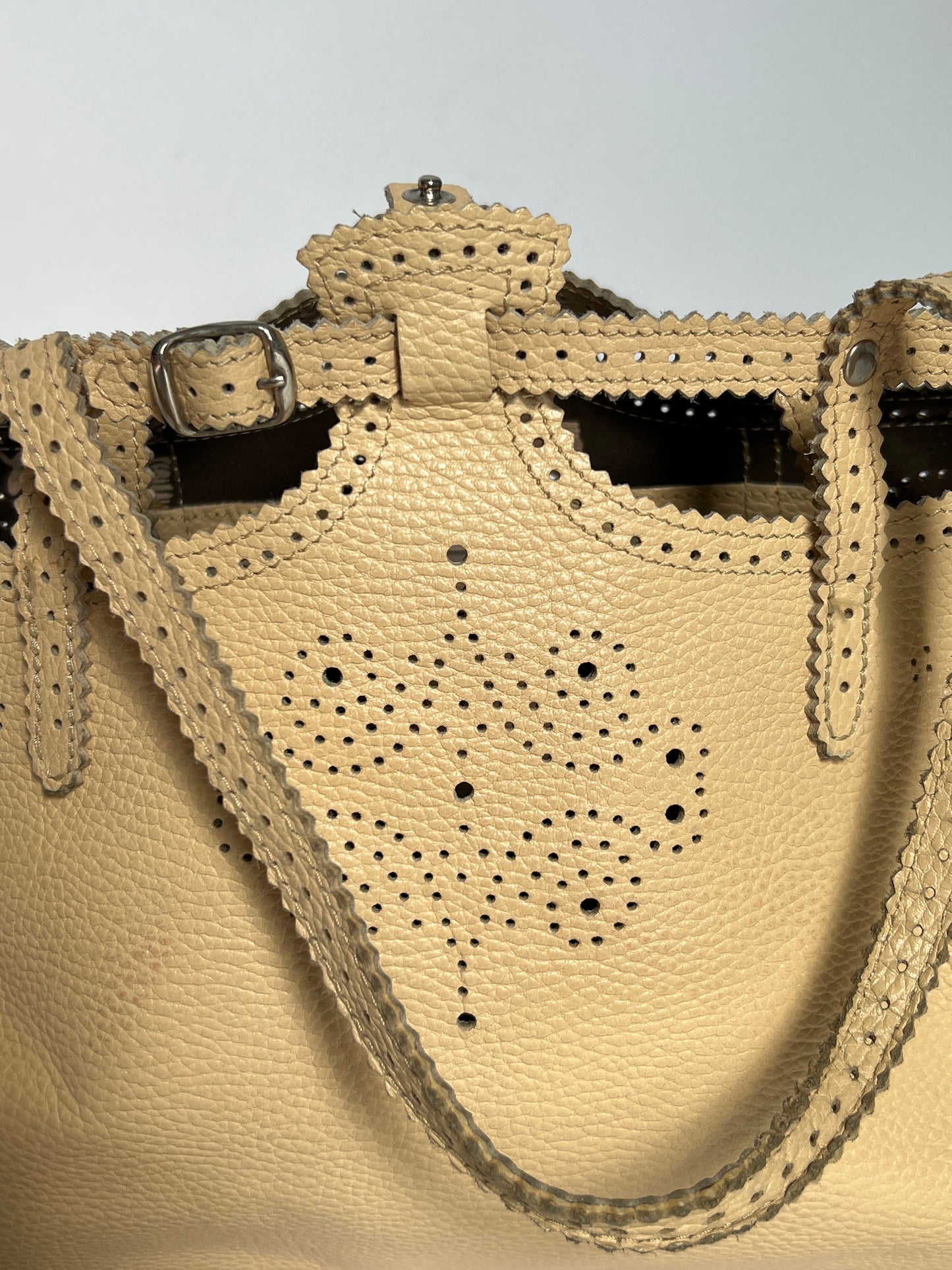 French Leather Laser Cut Tote