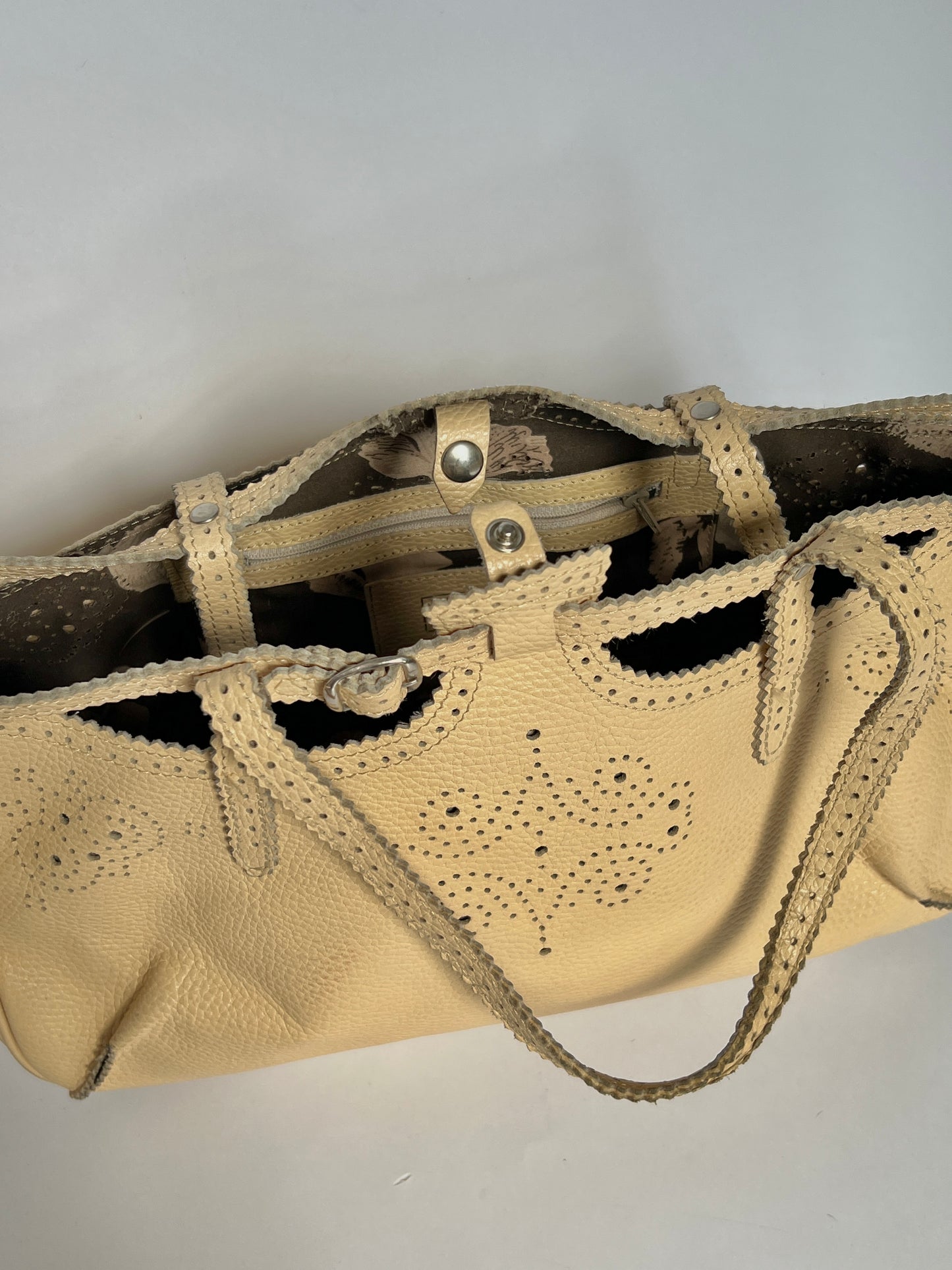 French Leather Laser Cut Tote