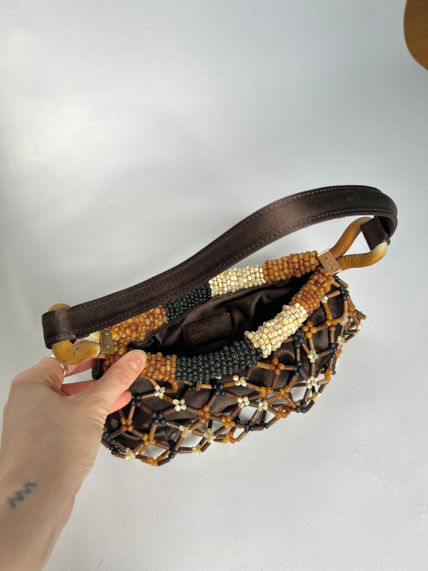 Vintage Wooden Beaded Bag