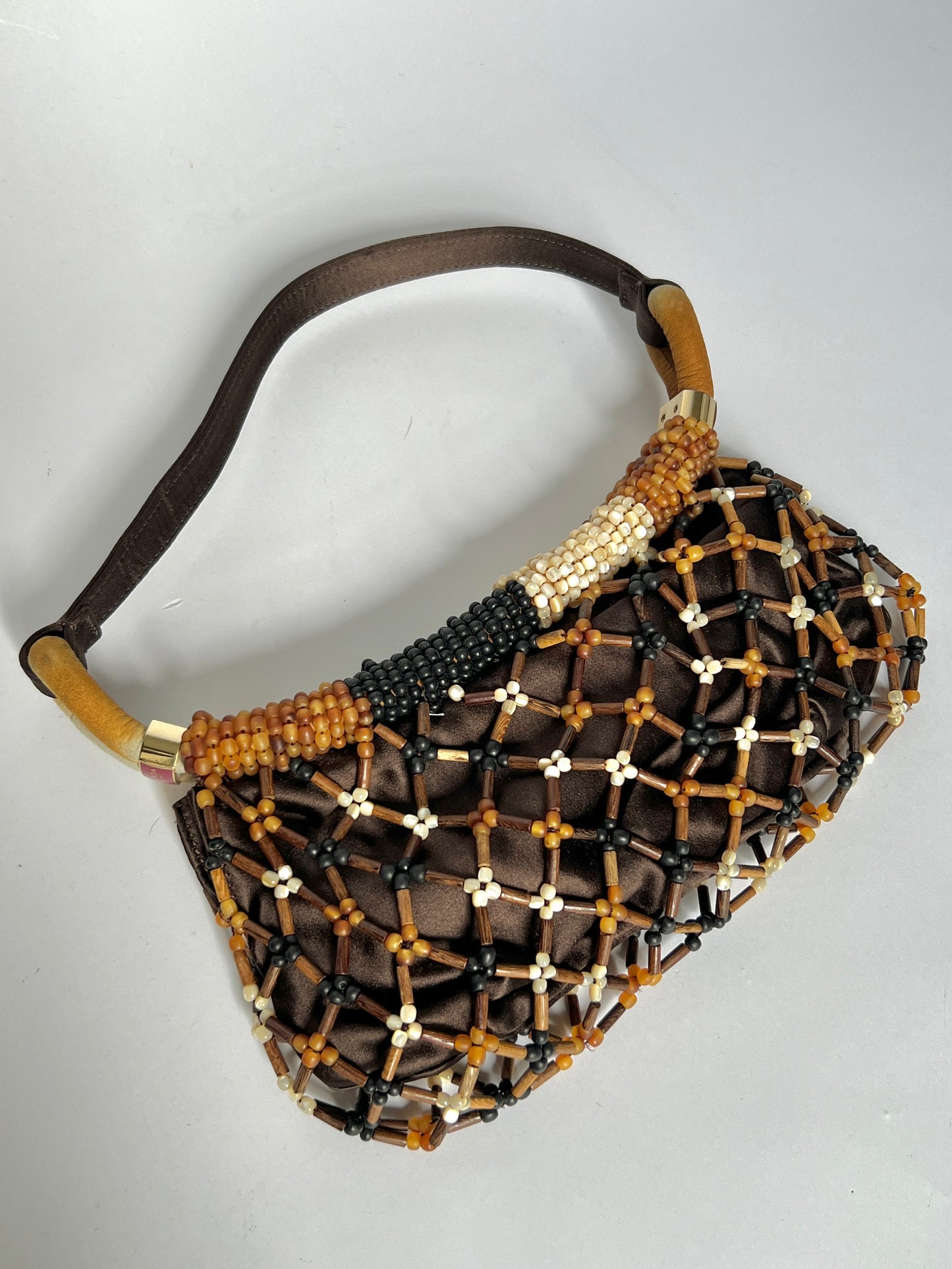 Vintage Wooden Beaded Bag
