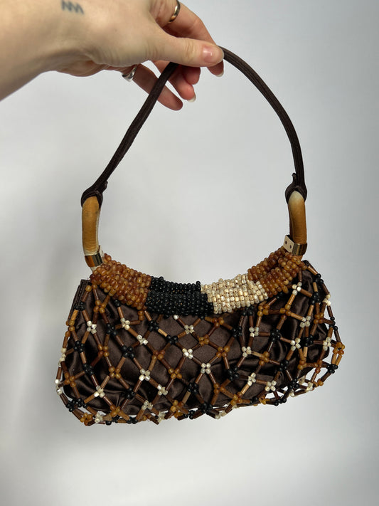 Vintage Wooden Beaded Bag