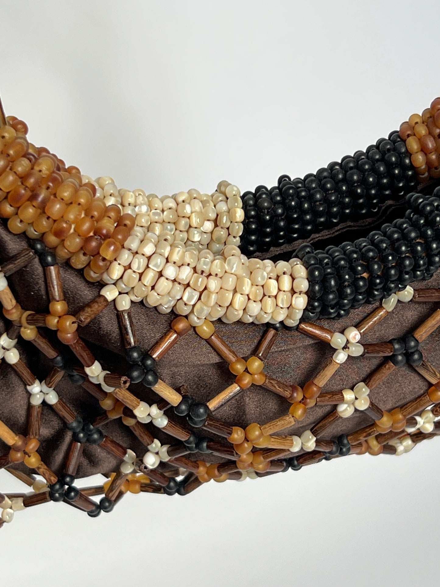 Vintage Wooden Beaded Bag