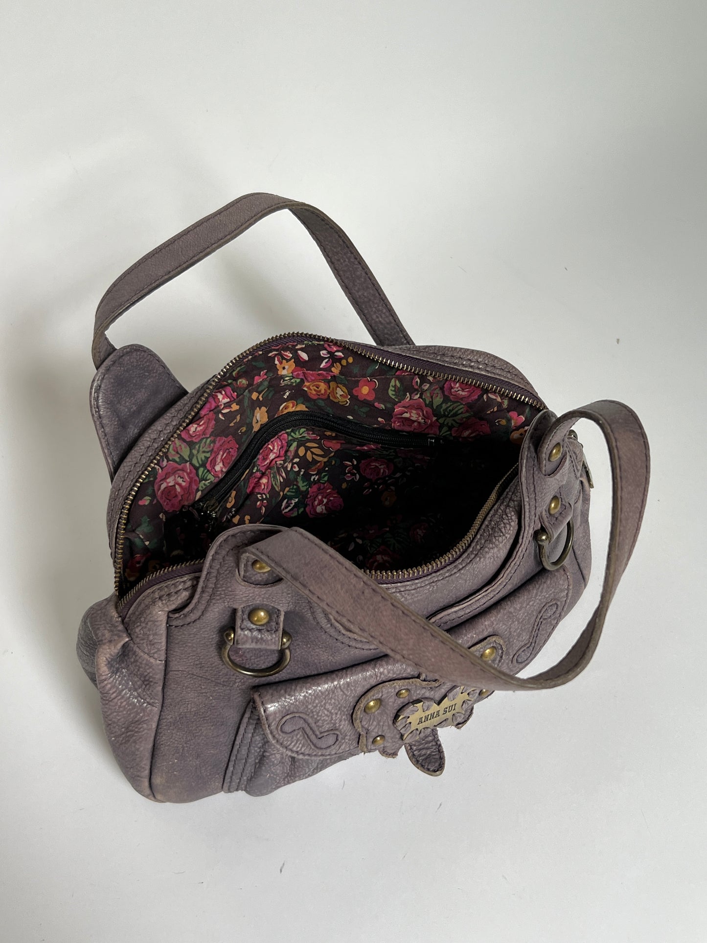 Distressed Leather Y2K Butterfly Bag