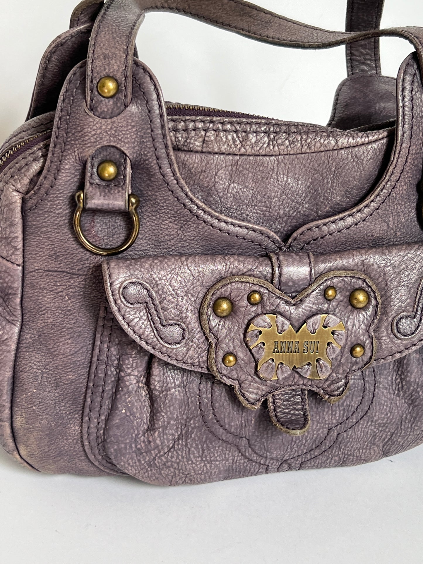 Distressed Leather Y2K Butterfly Bag