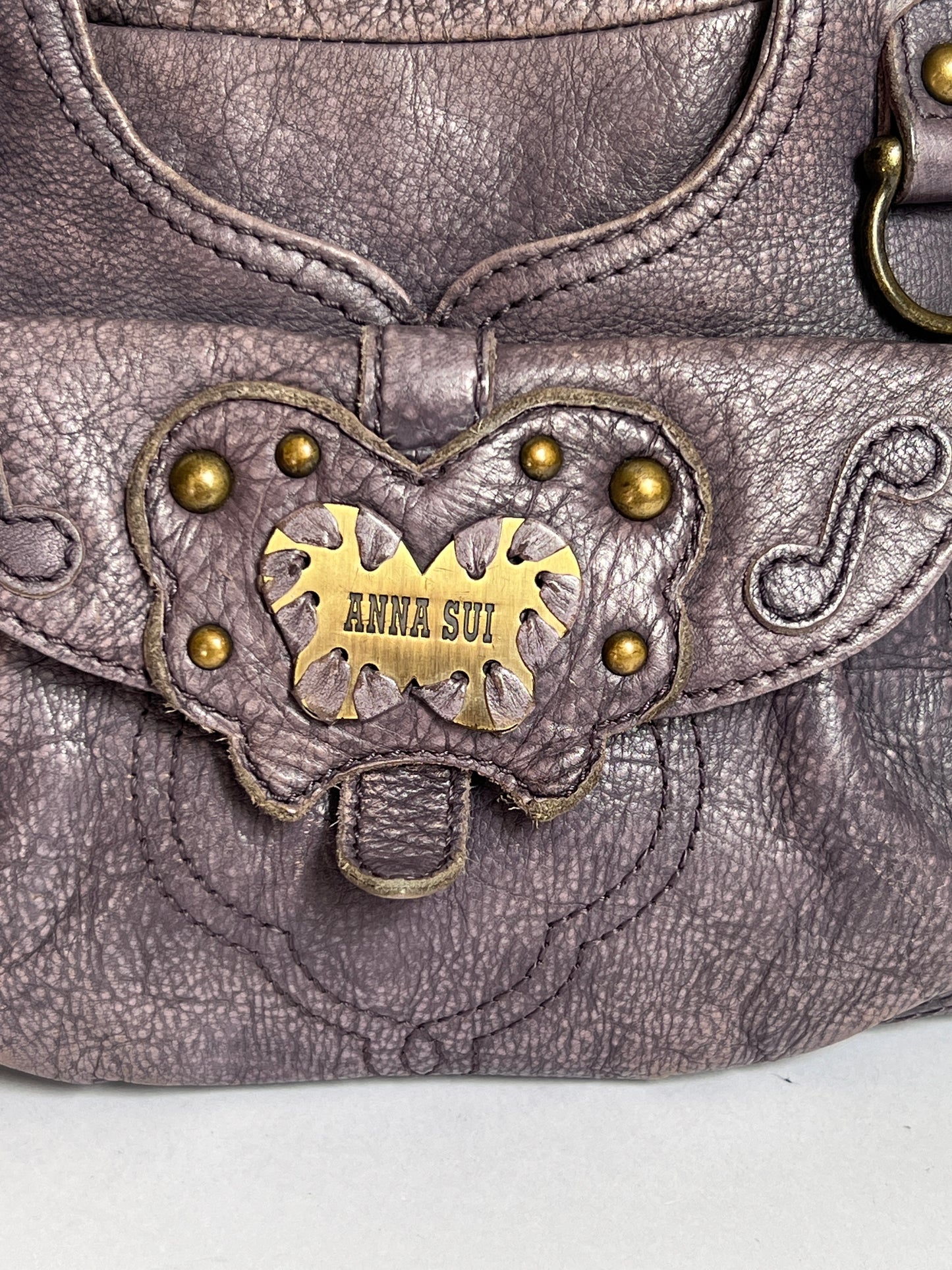 Distressed Leather Y2K Butterfly Bag