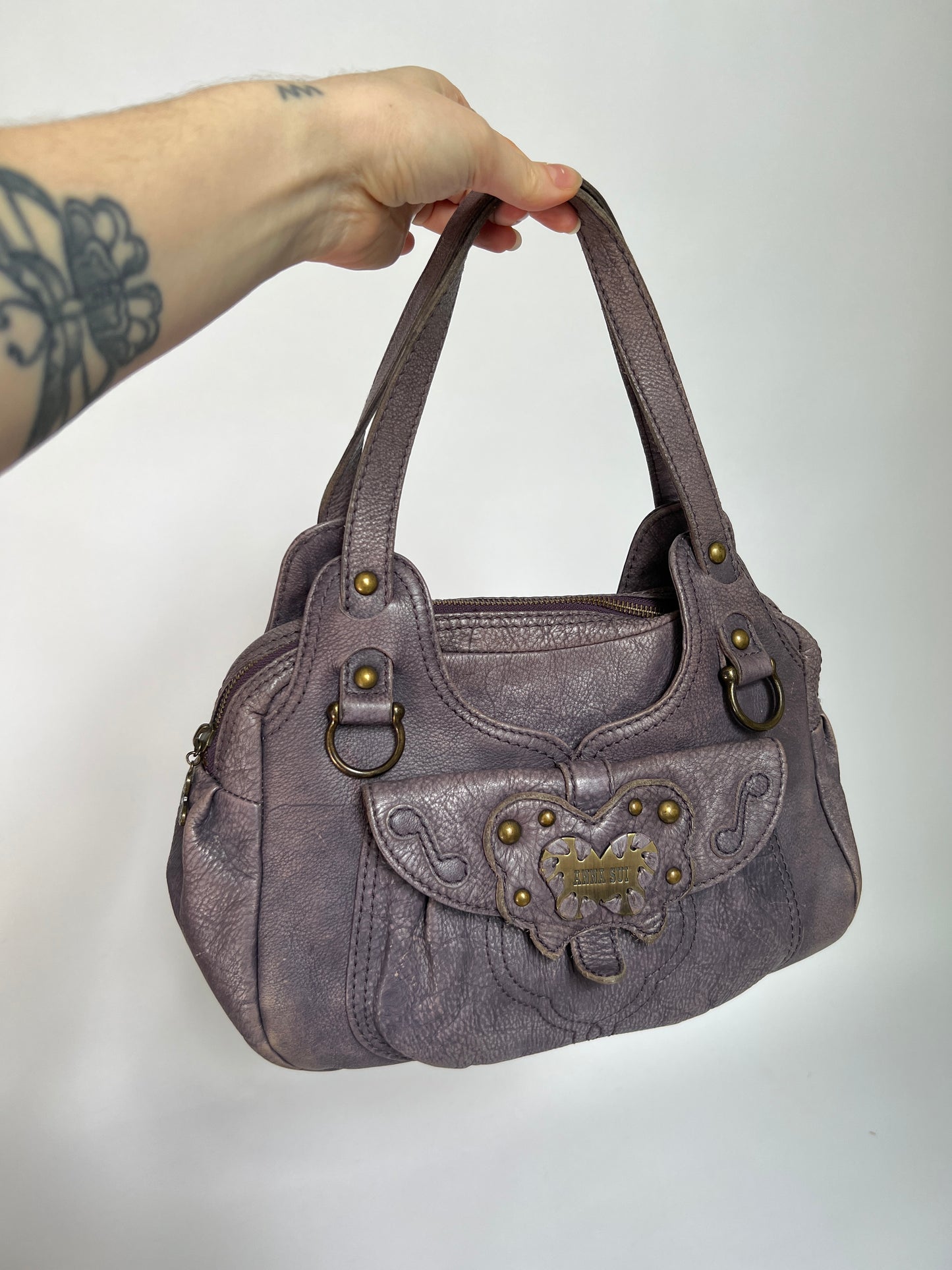 Distressed Leather Y2K Butterfly Bag