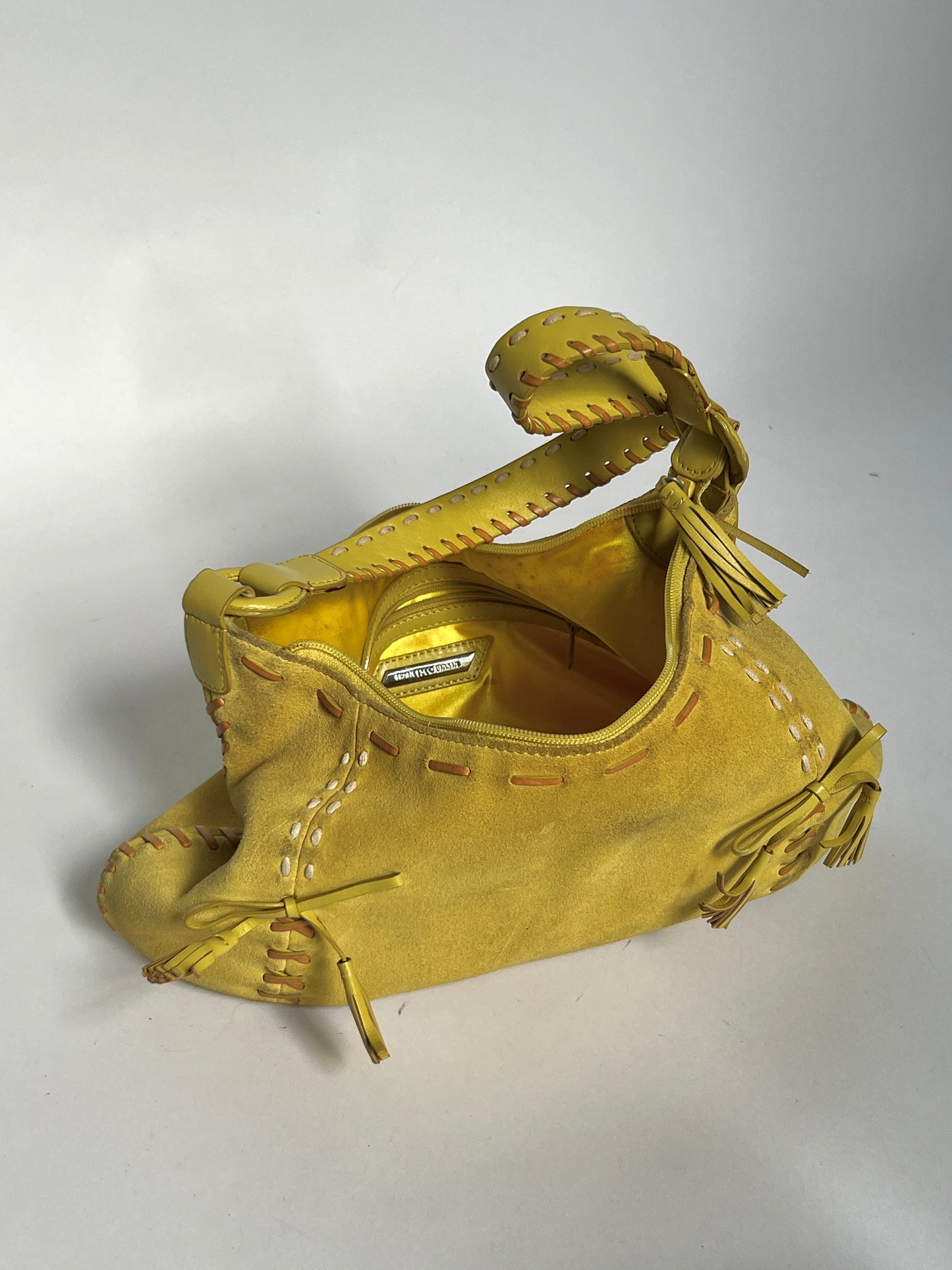 Italian Yellow Suede Hobo Bag