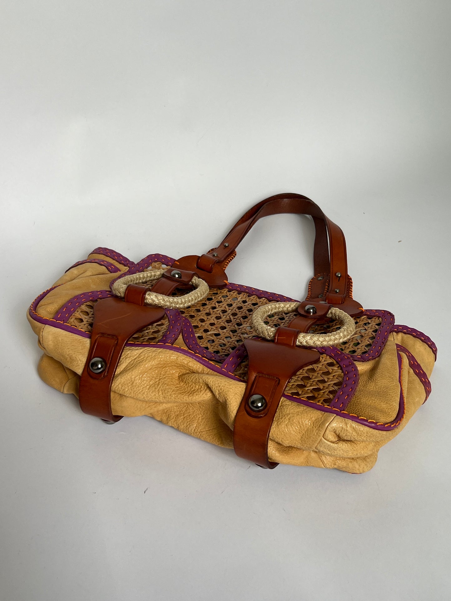 Y2K Wicker/ Leather Bag