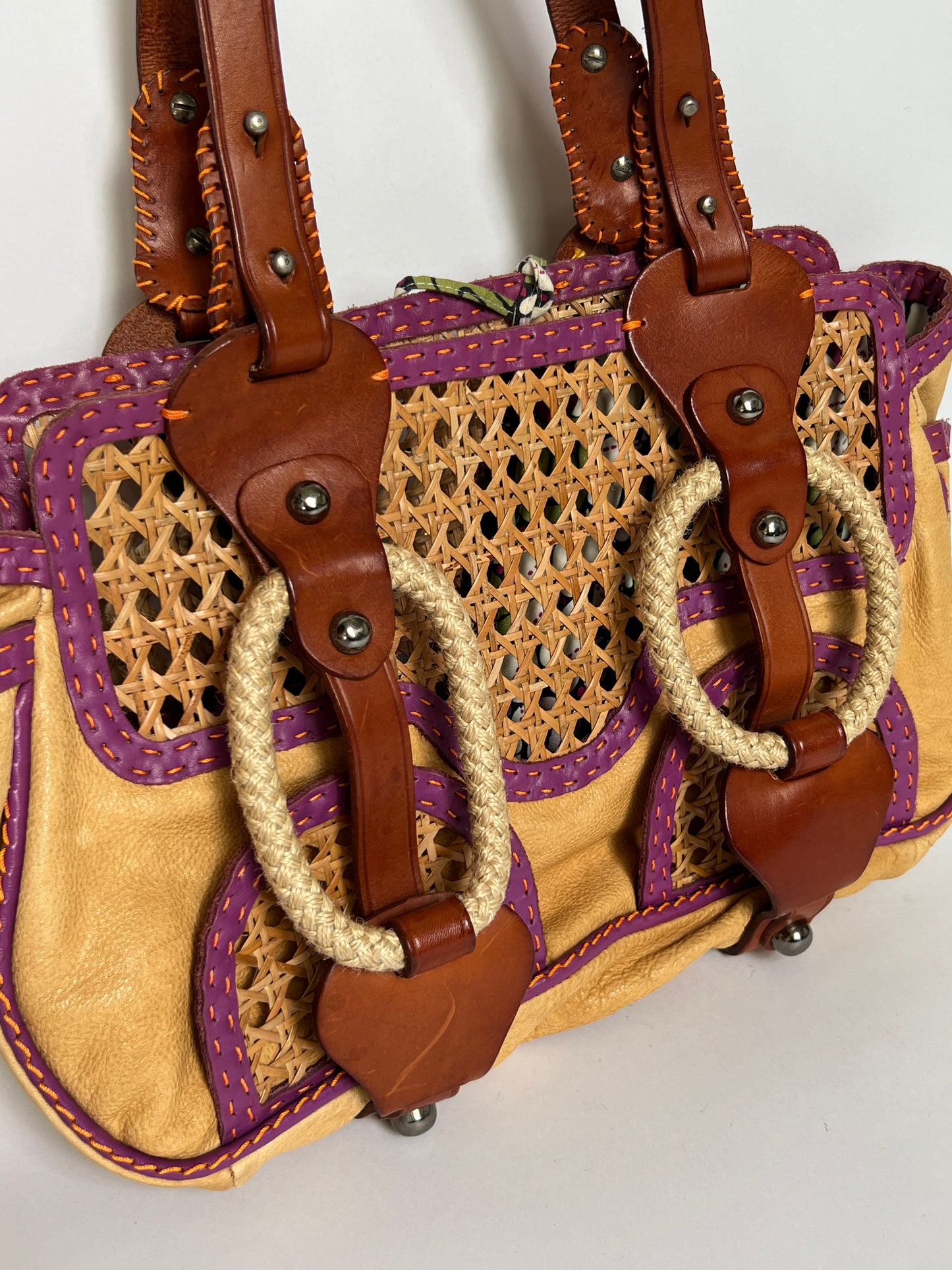 Y2K Wicker/ Leather Bag