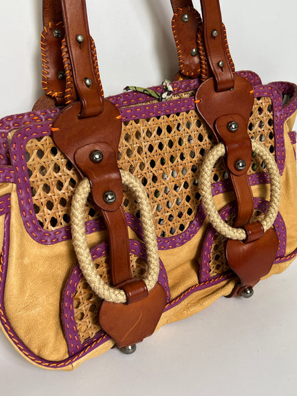 Y2K Wicker/ Leather Bag