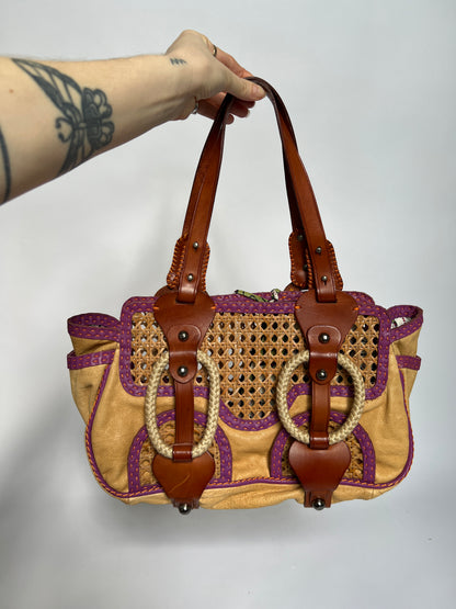 Y2K Wicker/ Leather Bag