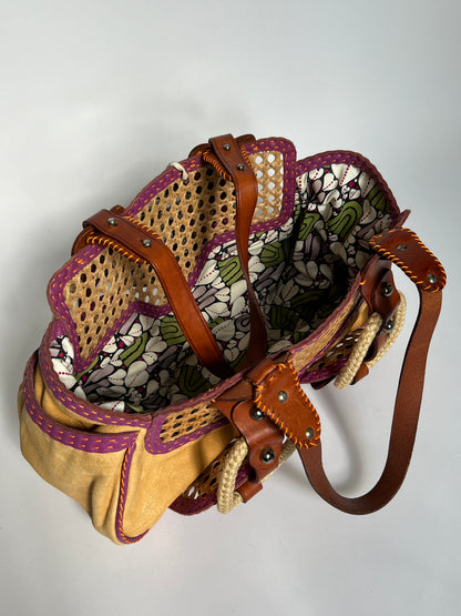 Y2K Wicker/ Leather Bag