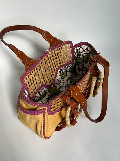 Y2K Wicker/ Leather Bag