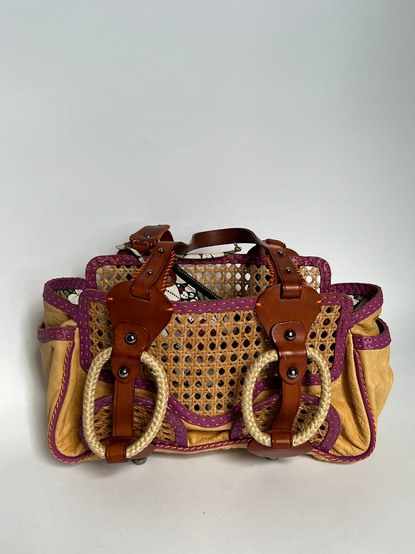 Y2K Wicker/ Leather Bag