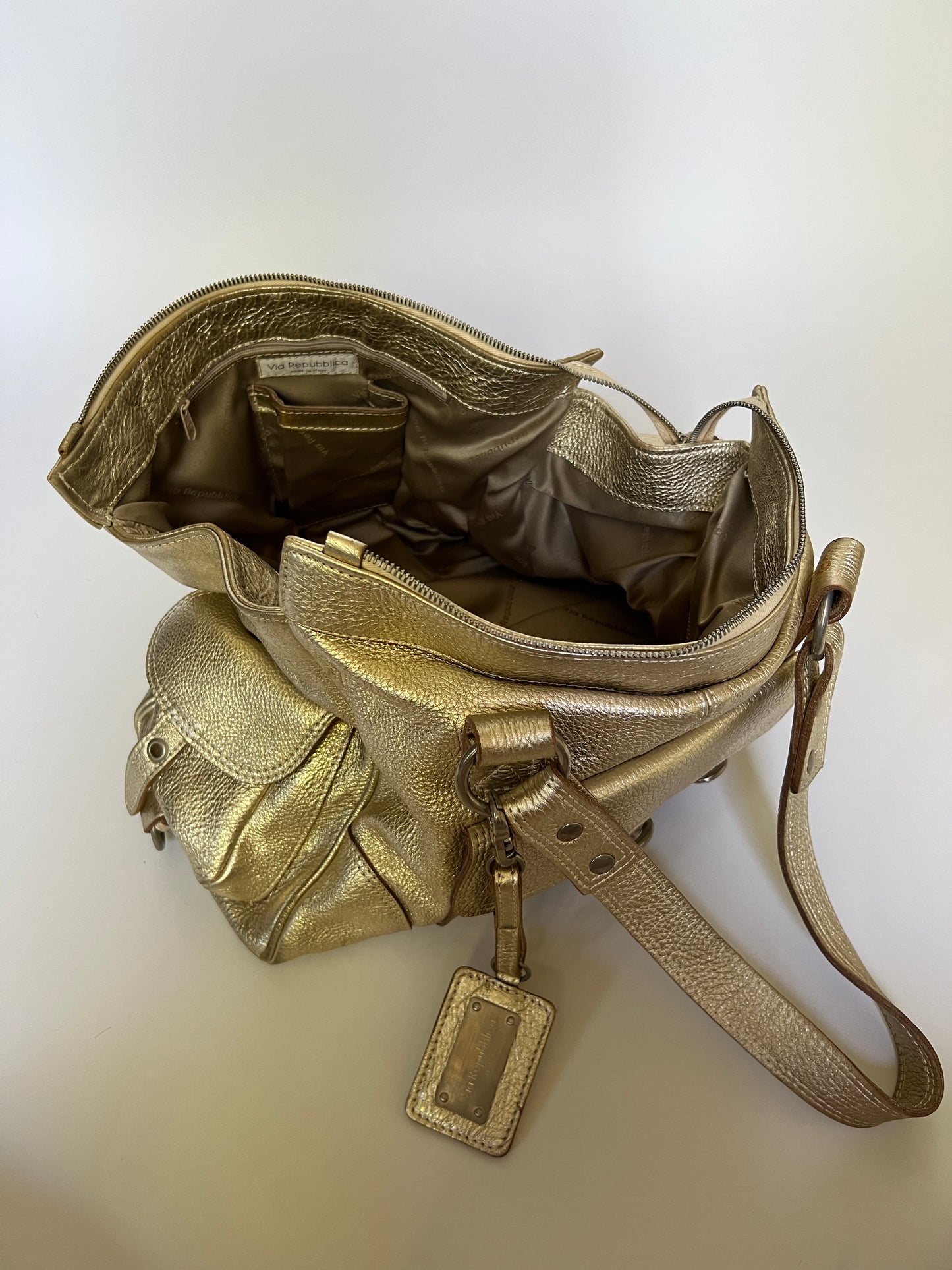 Y2K Metallic Leather Shoulder Bag