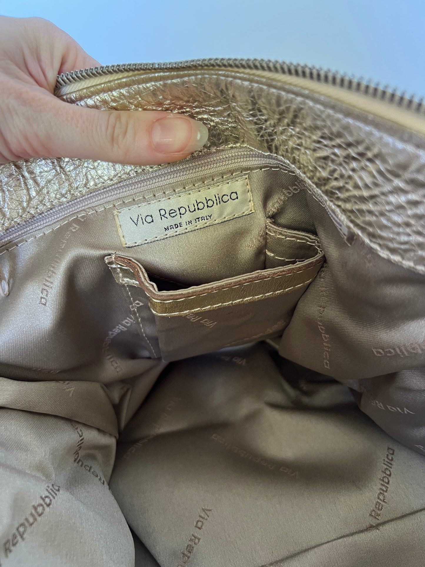 Y2K Metallic Leather Shoulder Bag