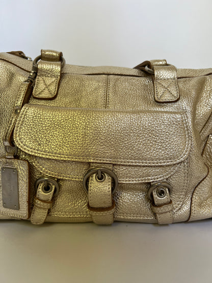 Y2K Metallic Leather Shoulder Bag
