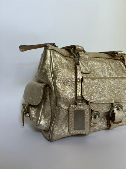 Y2K Metallic Leather Shoulder Bag