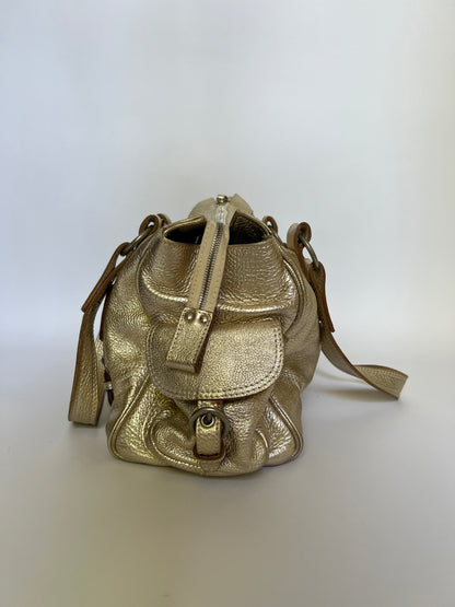 Y2K Metallic Leather Shoulder Bag