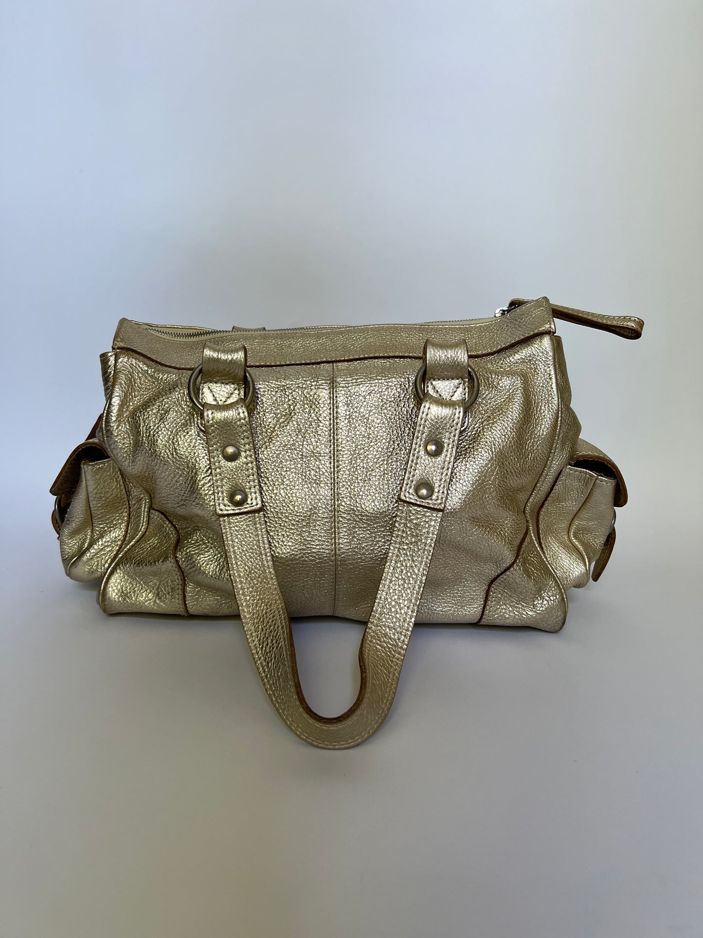 Y2K Metallic Leather Shoulder Bag