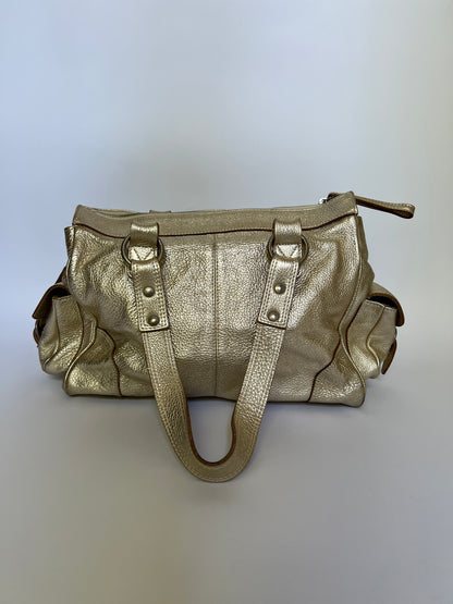 Y2K Metallic Leather Shoulder Bag