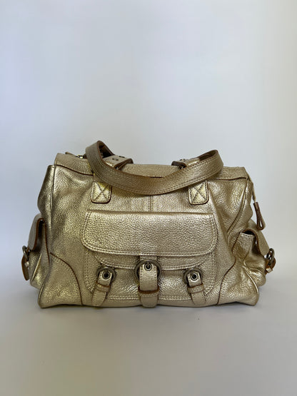 Y2K Metallic Leather Shoulder Bag