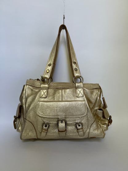 Y2K Metallic Leather Shoulder Bag