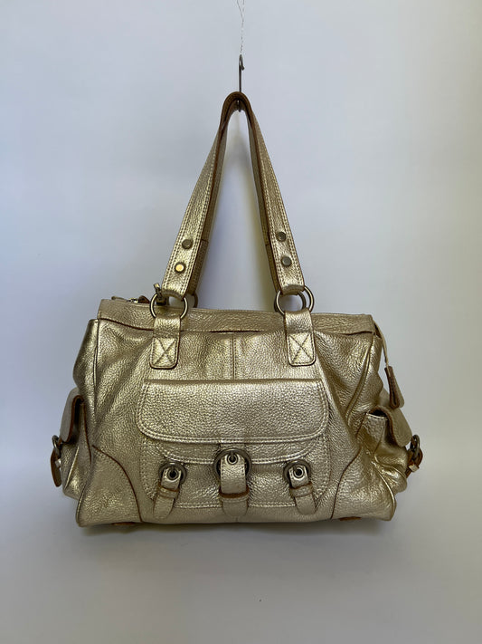 Y2K Metallic Leather Shoulder Bag