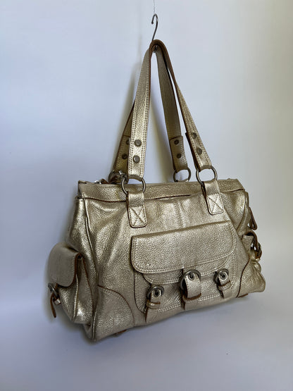 Y2K Metallic Leather Shoulder Bag