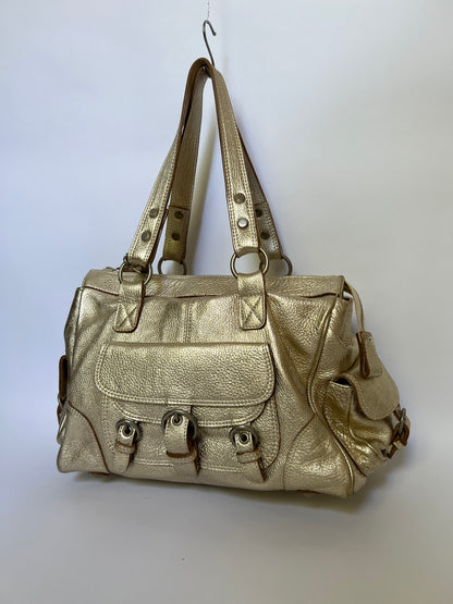 Y2K Metallic Leather Shoulder Bag
